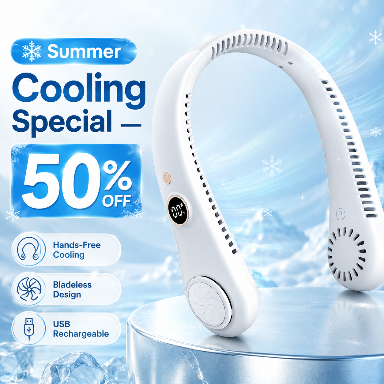 🍃Stay Cool Anywhere This Summer With A Hands-Free Portable Neck Fan❄️  Summer Cooling Special — 50% OFF